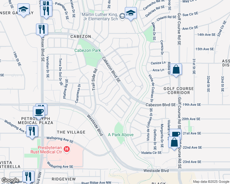 map of restaurants, bars, coffee shops, grocery stores, and more near 1949 Cortina Loop Southeast in Rio Rancho