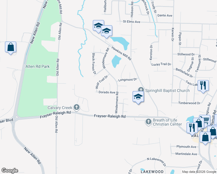 map of restaurants, bars, coffee shops, grocery stores, and more near 3613 Dorado Avenue in Memphis