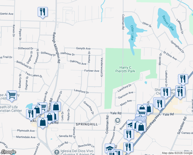map of restaurants, bars, coffee shops, grocery stores, and more near 3684 Socorro Cove in Memphis
