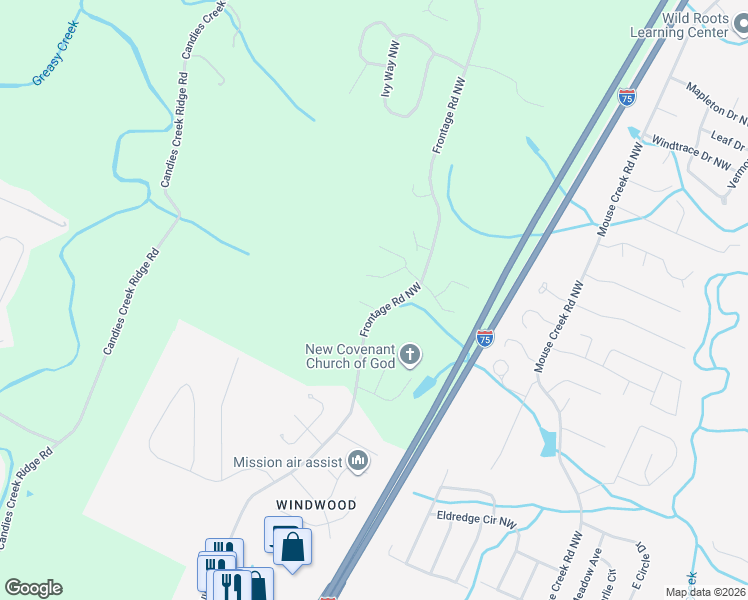 map of restaurants, bars, coffee shops, grocery stores, and more near 5135 Frontage Road Northwest in Cleveland
