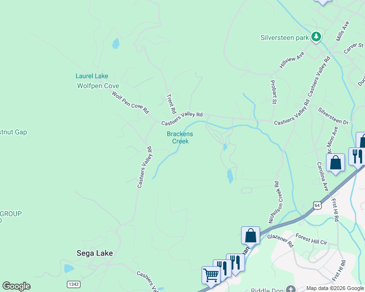 map of restaurants, bars, coffee shops, grocery stores, and more near 192 E Southwood Dr in Brevard