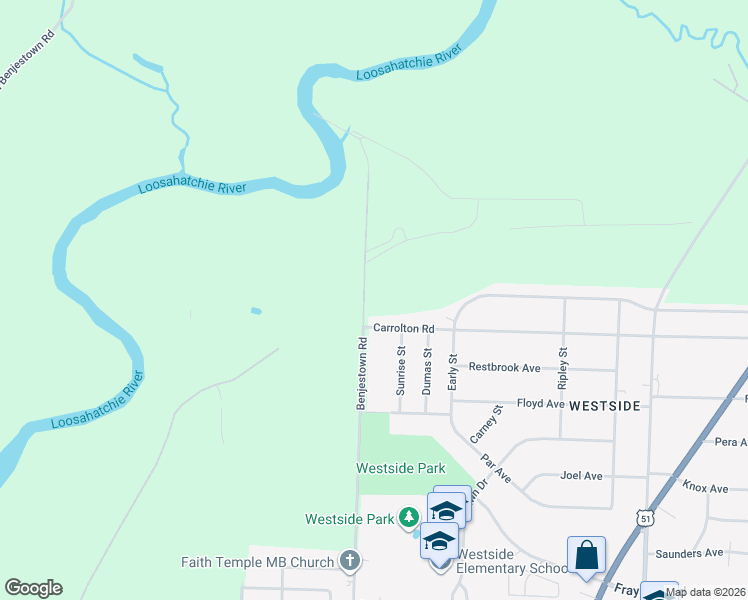map of restaurants, bars, coffee shops, grocery stores, and more near 3692-3698 Benjestown Road in Memphis