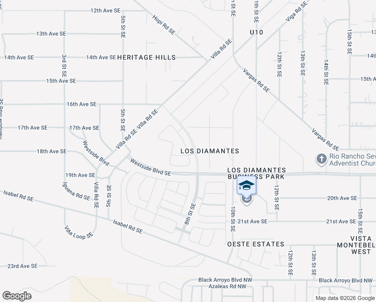 map of restaurants, bars, coffee shops, grocery stores, and more near 813 18th Street Northwest in Rio Rancho