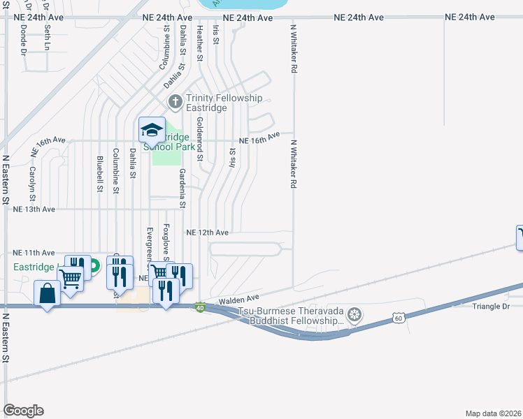 map of restaurants, bars, coffee shops, grocery stores, and more near Carefree Lane in Amarillo
