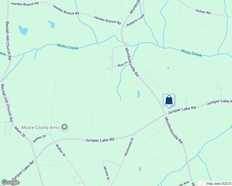 map of restaurants, bars, coffee shops, grocery stores, and more near Rogers Trail in Moore County