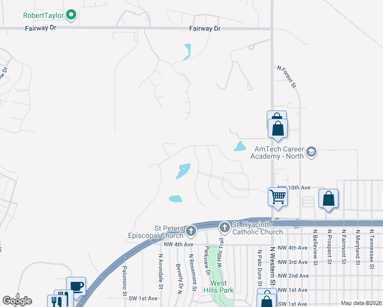 map of restaurants, bars, coffee shops, grocery stores, and more near 25 Snead Lane in Amarillo
