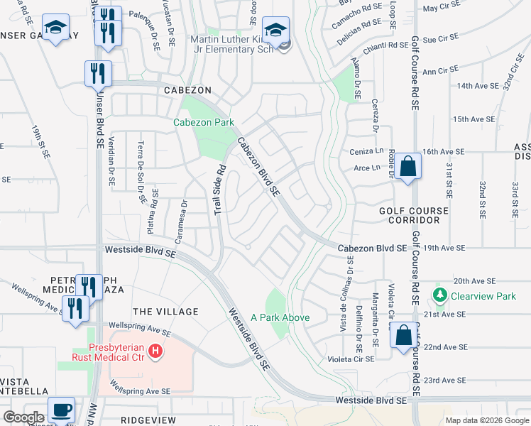 map of restaurants, bars, coffee shops, grocery stores, and more near in Rio Rancho