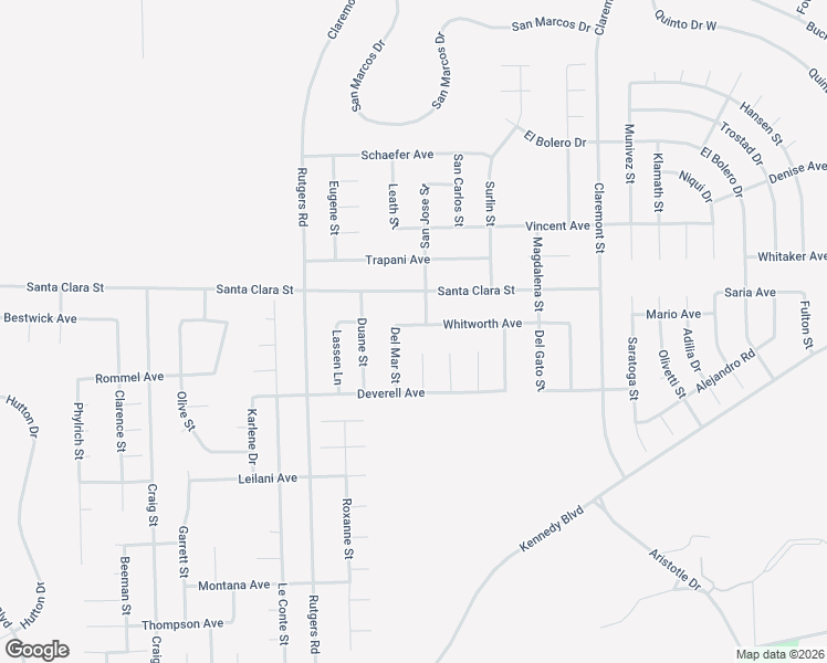 map of restaurants, bars, coffee shops, grocery stores, and more near San Jose Street in California City