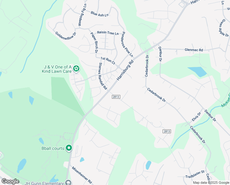 map of restaurants, bars, coffee shops, grocery stores, and more near 8445 Harrisburg Road in Charlotte