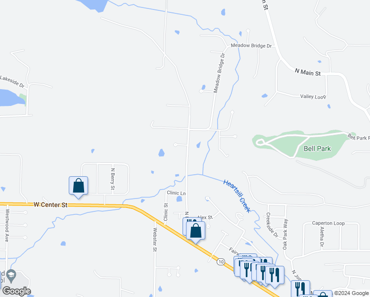 map of restaurants, bars, coffee shops, grocery stores, and more near 1314 Allynne Court in Greenwood