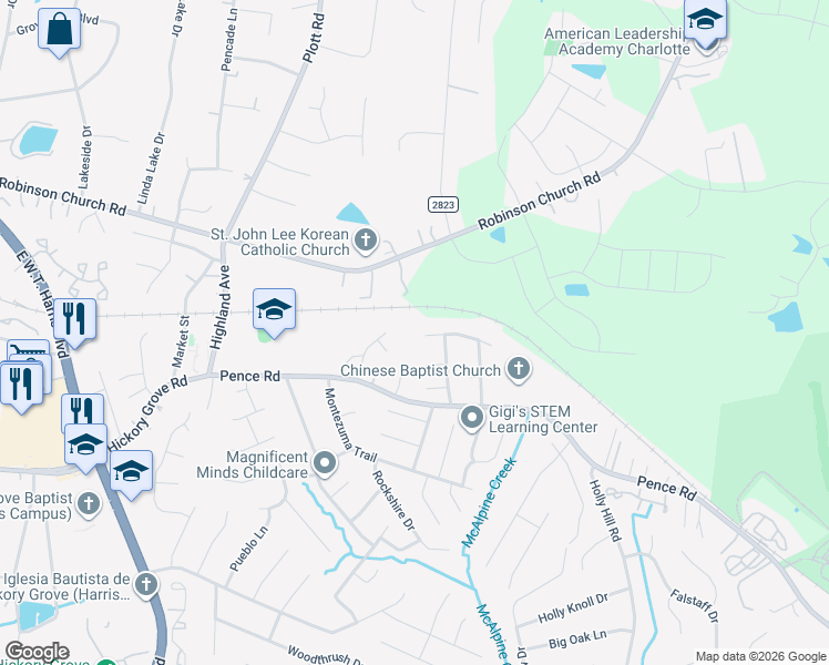 map of restaurants, bars, coffee shops, grocery stores, and more near 7019 Coble Avenue in Charlotte