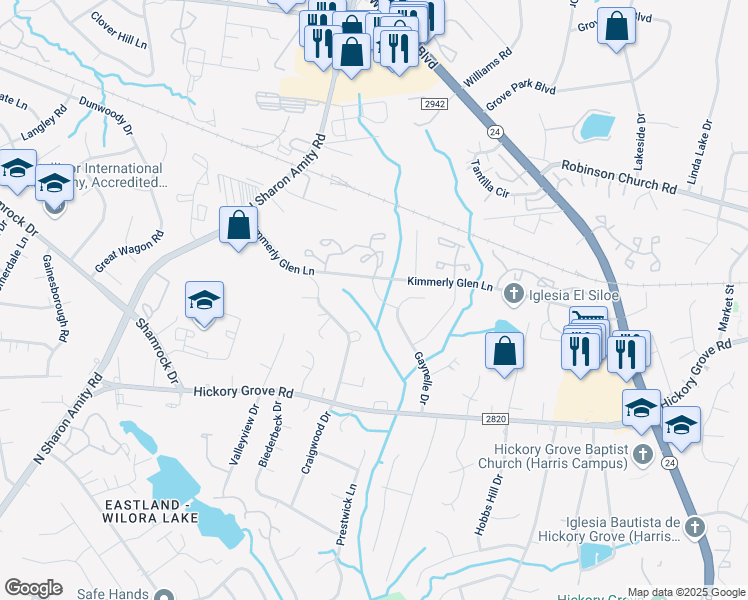 map of restaurants, bars, coffee shops, grocery stores, and more near 5516 Bleeker Street in Charlotte