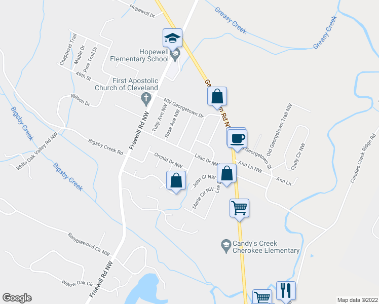 map of restaurants, bars, coffee shops, grocery stores, and more near 4801 Azalea Avenue Northwest in Cleveland