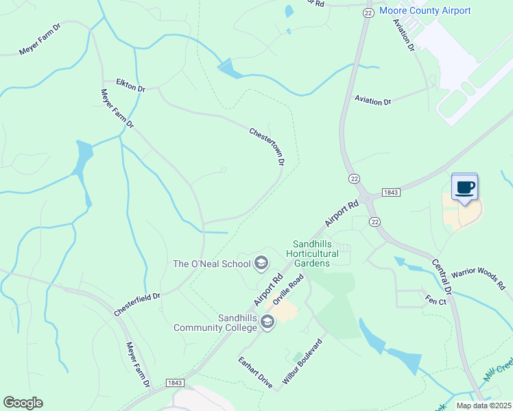 map of restaurants, bars, coffee shops, grocery stores, and more near 65 Chestertown Drive in Pinehurst