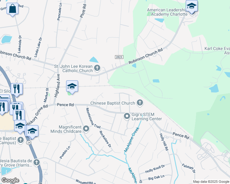 map of restaurants, bars, coffee shops, grocery stores, and more near 7019 Coble Avenue in Charlotte
