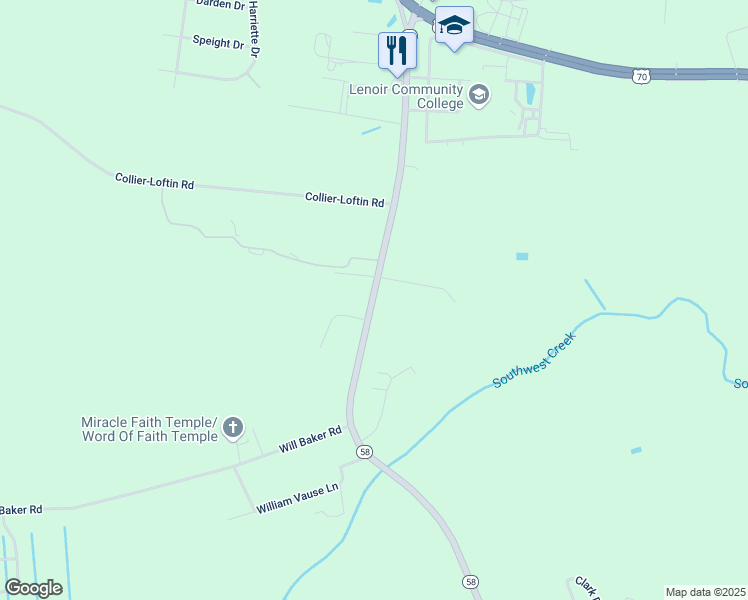 map of restaurants, bars, coffee shops, grocery stores, and more near 467 Trenton Highway in Kinston
