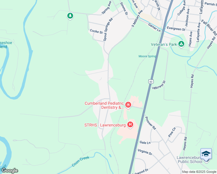 map of restaurants, bars, coffee shops, grocery stores, and more near 1045 Old Florence Road in Lawrenceburg