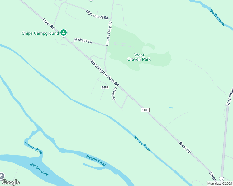 map of restaurants, bars, coffee shops, grocery stores, and more near 3575 River Road in Vanceboro