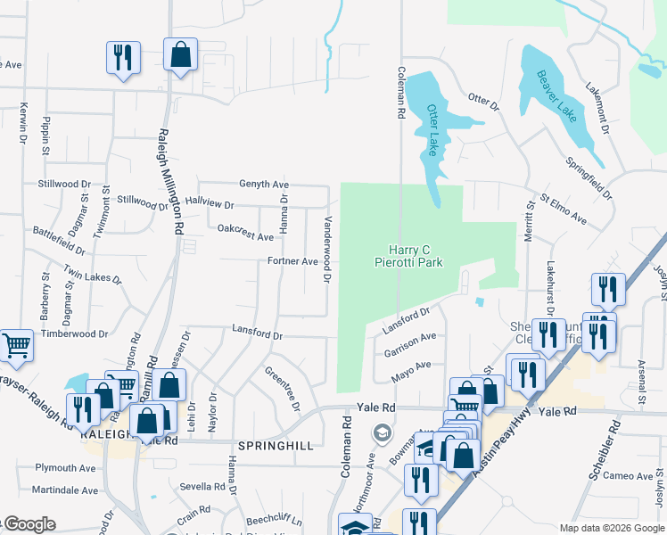 map of restaurants, bars, coffee shops, grocery stores, and more near 4363 Fortner Avenue in Memphis