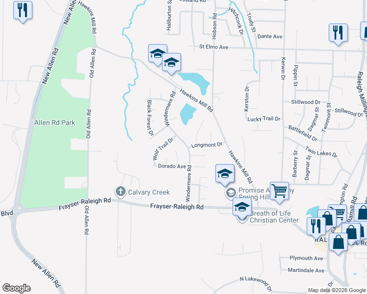 map of restaurants, bars, coffee shops, grocery stores, and more near 3731 Windermere Road in Memphis