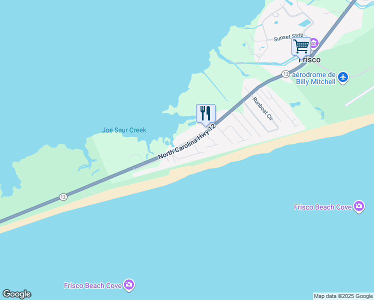 map of restaurants, bars, coffee shops, grocery stores, and more near 54357 North Carolina 12 in Frisco
