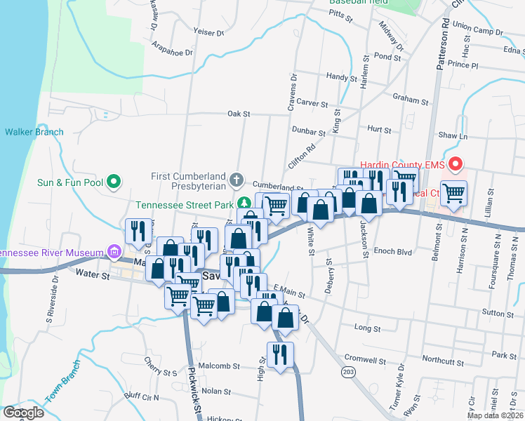 map of restaurants, bars, coffee shops, grocery stores, and more near 140 Alabama Street in Savannah