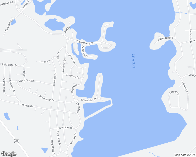 map of restaurants, bars, coffee shops, grocery stores, and more near 1265 Greenbriar Drive in Vass