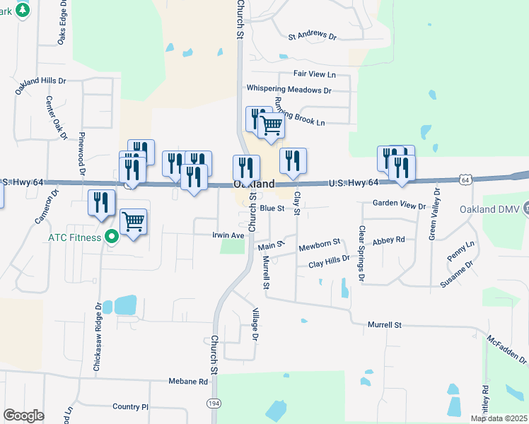 map of restaurants, bars, coffee shops, grocery stores, and more near 105 Oak Street in Oakland