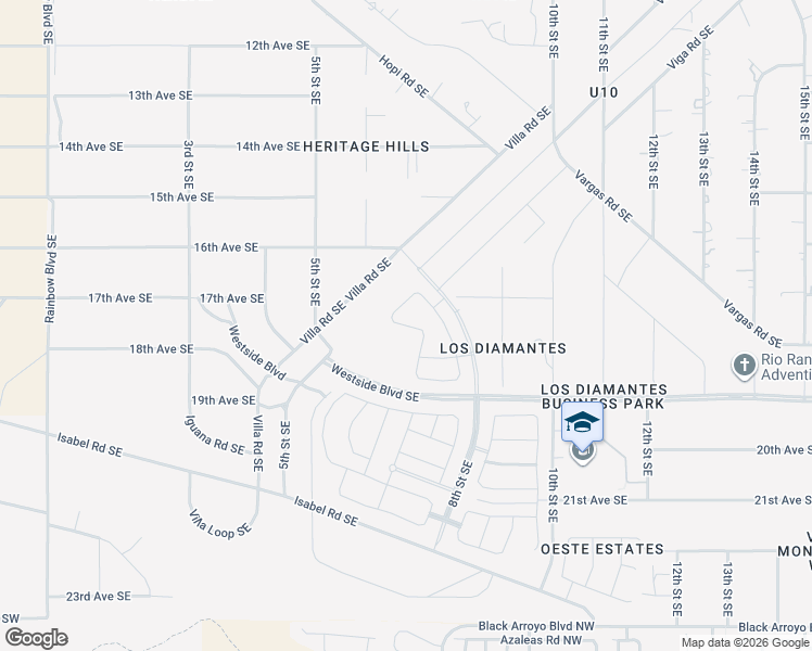 map of restaurants, bars, coffee shops, grocery stores, and more near 713 18th Avenue Southeast in Rio Rancho