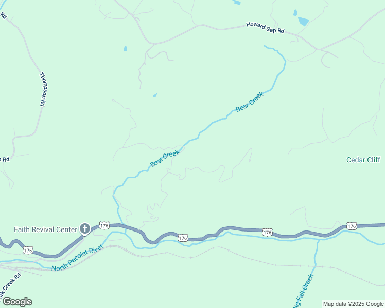map of restaurants, bars, coffee shops, grocery stores, and more near 841 Bear Creek Lane in Saluda