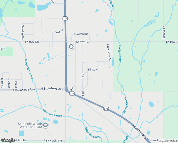 map of restaurants, bars, coffee shops, grocery stores, and more near 502 E Street in Seminole