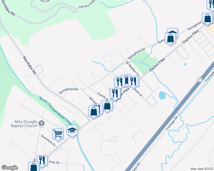map of restaurants, bars, coffee shops, grocery stores, and more near 125 Swafford Road in Soddy-Daisy