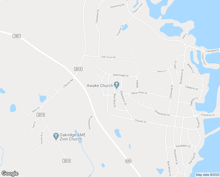 map of restaurants, bars, coffee shops, grocery stores, and more near 741 Thrush Drive in Vass