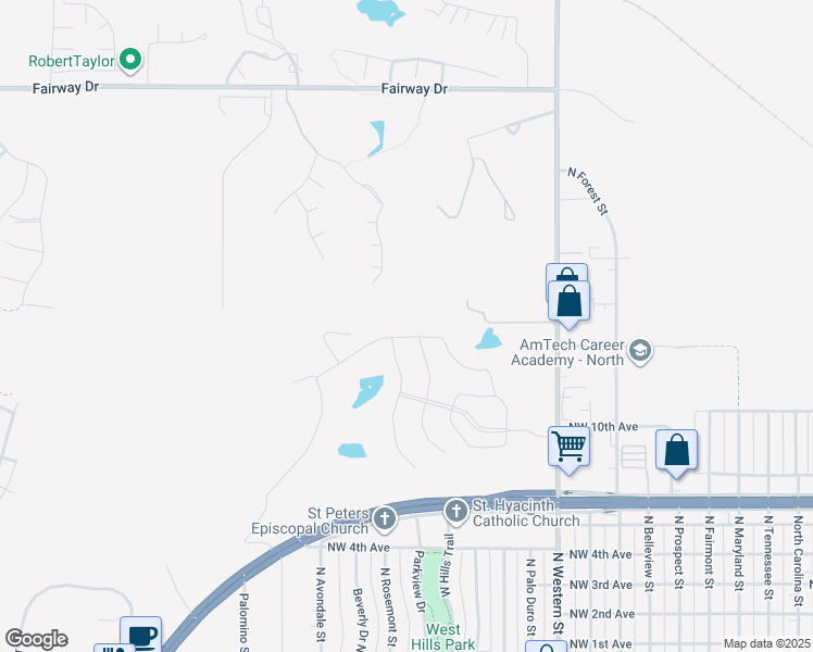 map of restaurants, bars, coffee shops, grocery stores, and more near 25 Snead Lane in Amarillo