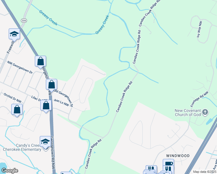 map of restaurants, bars, coffee shops, grocery stores, and more near 4946 Candies Creek Ridge Road in Cleveland