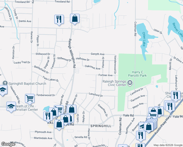 map of restaurants, bars, coffee shops, grocery stores, and more near 4243 Fortner Avenue in Memphis