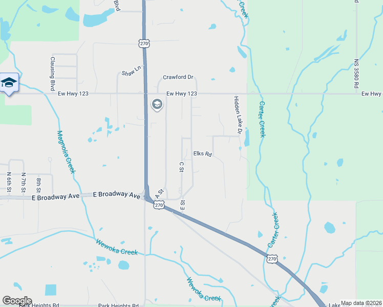 map of restaurants, bars, coffee shops, grocery stores, and more near E Street in Seminole