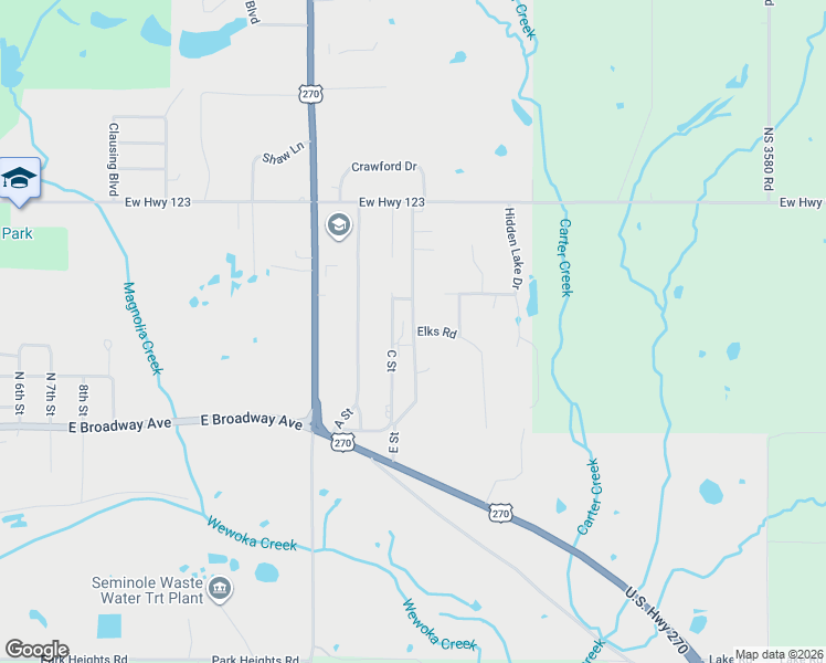 map of restaurants, bars, coffee shops, grocery stores, and more near 502 E Street in Seminole