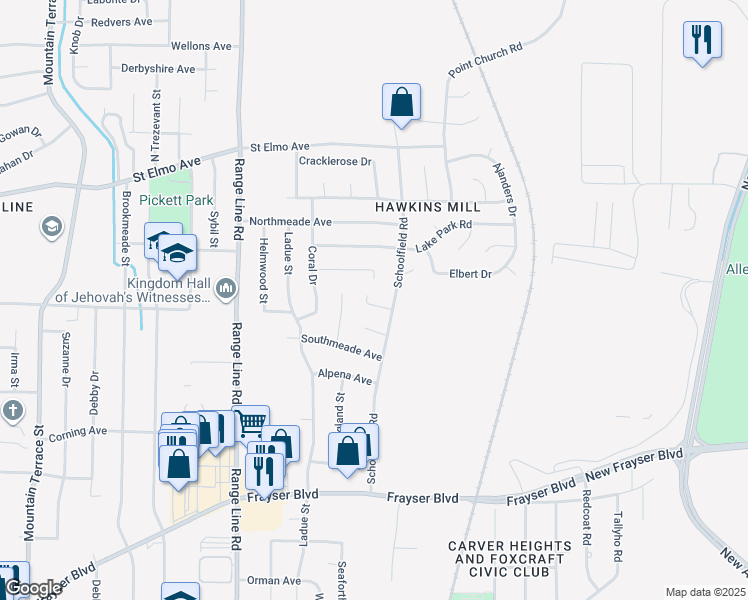 map of restaurants, bars, coffee shops, grocery stores, and more near 2798 Brookview Cove in Memphis