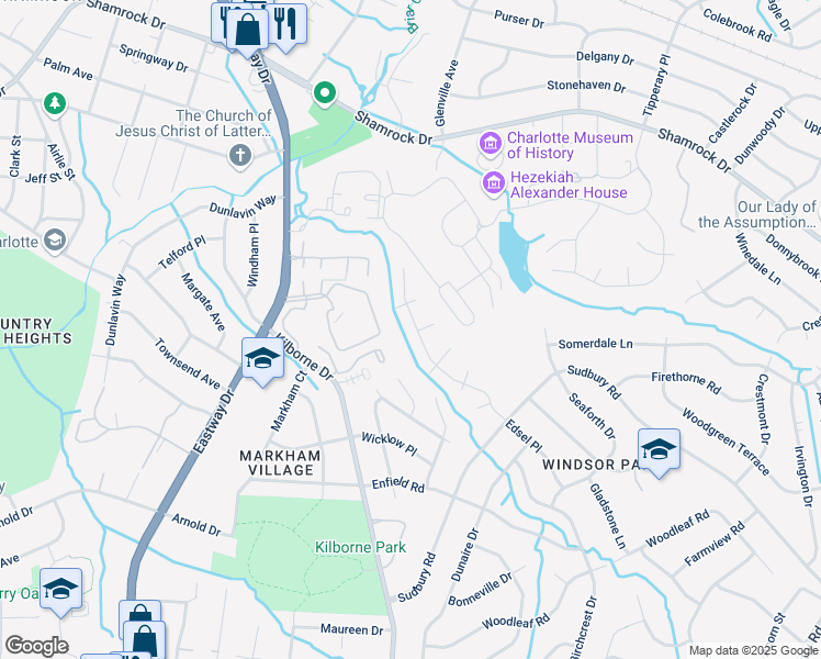 map of restaurants, bars, coffee shops, grocery stores, and more near in Charlotte