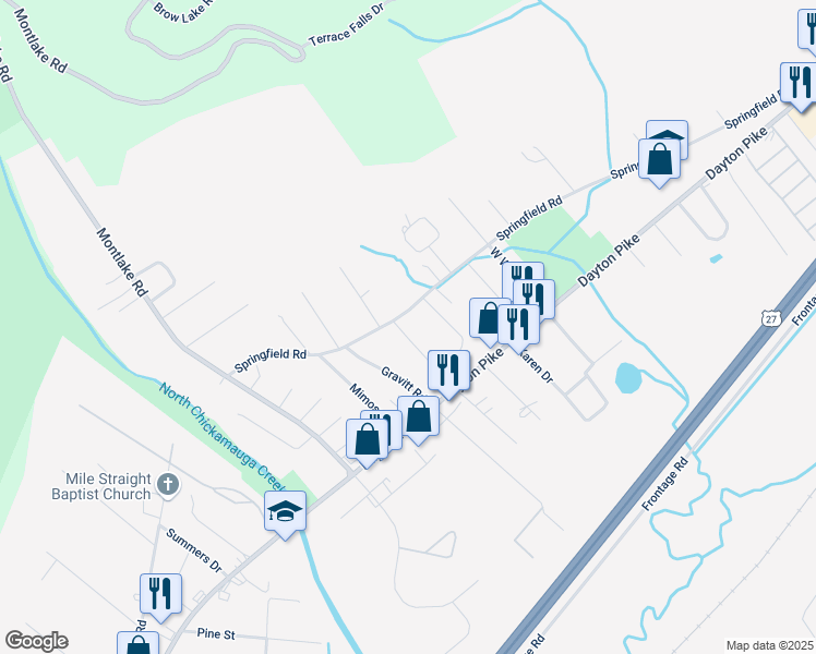 map of restaurants, bars, coffee shops, grocery stores, and more near 125 Swafford Road in Soddy-Daisy