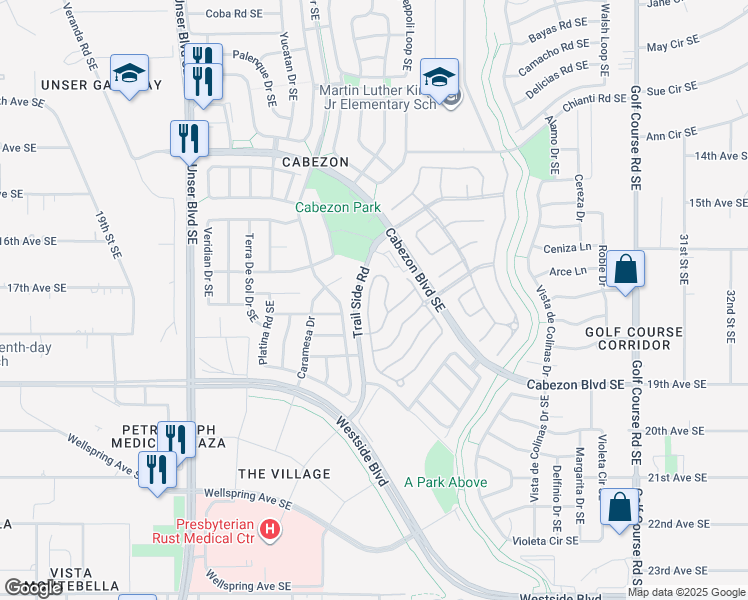 map of restaurants, bars, coffee shops, grocery stores, and more near 2221 Cortina Loop Southeast in Rio Rancho