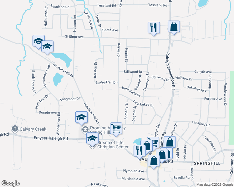 map of restaurants, bars, coffee shops, grocery stores, and more near 3755 Kerwin Drive in Memphis