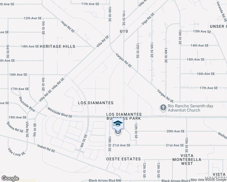 map of restaurants, bars, coffee shops, grocery stores, and more near 1810 10th Street Southeast in Rio Rancho