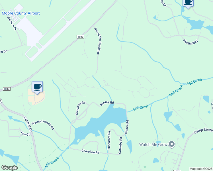 map of restaurants, bars, coffee shops, grocery stores, and more near 510 Avenue of the Carolinas in Carthage