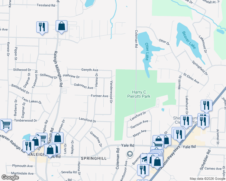 map of restaurants, bars, coffee shops, grocery stores, and more near 4363 Fortner Avenue in Memphis
