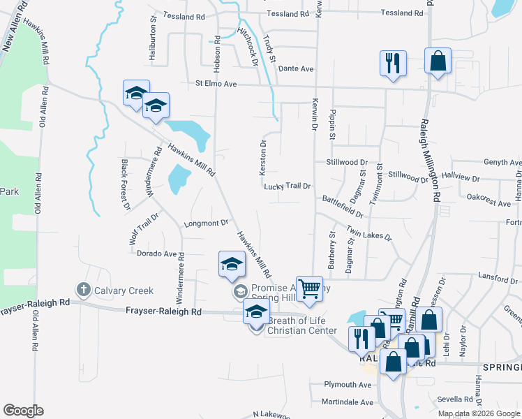 map of restaurants, bars, coffee shops, grocery stores, and more near 3734 Berry Lane in Memphis