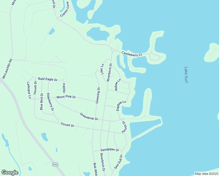 map of restaurants, bars, coffee shops, grocery stores, and more near 695 Riverbirch Drive in Vass