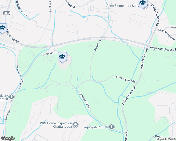 map of restaurants, bars, coffee shops, grocery stores, and more near 9322 Branford Drive in Soddy-Daisy