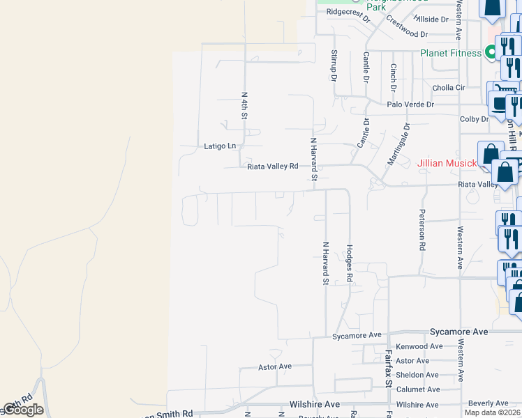 map of restaurants, bars, coffee shops, grocery stores, and more near 450 El Rancho Drive in Kingman